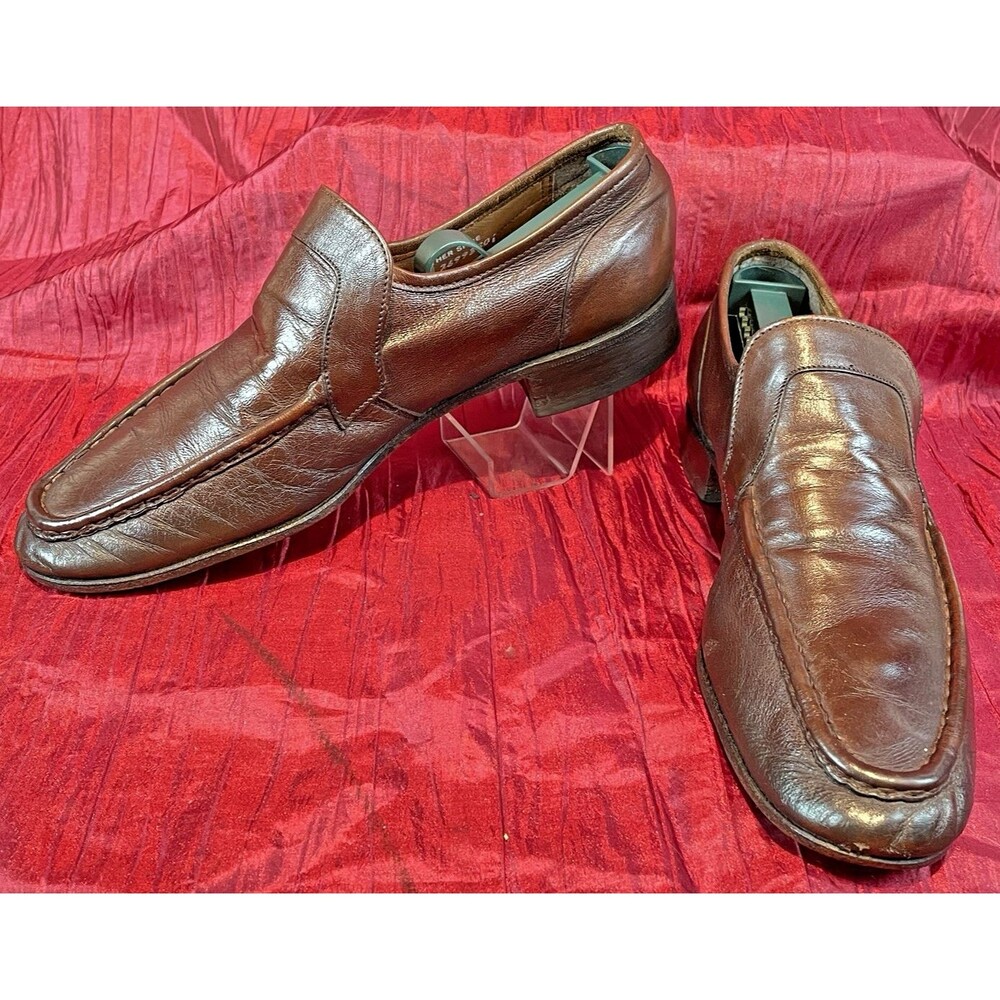 Mens Hanover Softech Brown Leather Loafers sz 9D